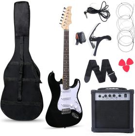 39 Inch Electric Guitar Starter Kit for Teenager and Adult;  Full-size Beginner Guitar with 10 W Amplifier;  Carrier Bag;  Tuner;  Strings;  Picks;  C