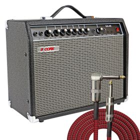 Electric Guitar Amplifier 40W Solid State Mini Bass Amp w 8' 4-Ohm Speaker EQ Controls Drive Delay ¼' Microphone Input Aux in & Headphone Jack for Stu