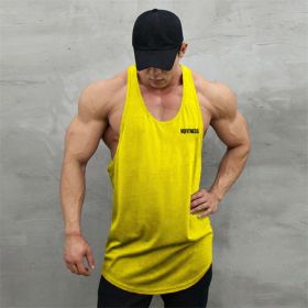 Sports Vest Men's Basketball Sleeveless T-shirt Summer Workout Loose Top Training Basketball Clothes Quick-drying Top (Option: Yellow-XXL)