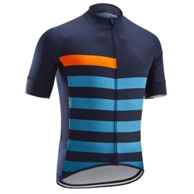 Road And Mountain Bike Cycling Jerseys Men's Tops Spring And Summer Cycling Jerseys (Option: Black and blue stripes-L)