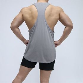 Sports Vest Men's Basketball Sleeveless T-shirt Summer Workout Loose Top Training Basketball Clothes Quick-drying Top (Option: Grey-XXL)