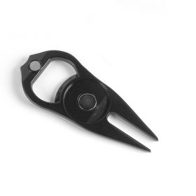 Golf Putting Green Fork Metal Ball Yoke Bottle Opener Ball Marking Turf Tool Gift Black Green (Color: Black)