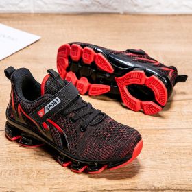 High Quality Hot Boy Girl Sneaker Casual Running Shoes Outdoor Portable Big Kids Sport Tennis Mesh Breathable Cozy Non-slip Sole (Color: Red, size: 34)