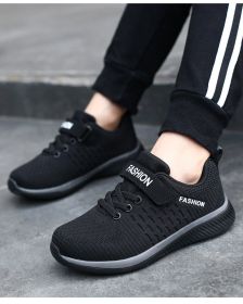 Fashion Children Sneakers Big Kids Size Casual Shoes Summer Breathable Soft Light Running Boy Girl Outdoor Non-slip Sport Tennis (Color: black gray, size: 39)