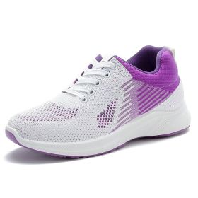 Women Mesh Casual Sport Shoes Outdoor Soft Sneaker Plus Size Breathable Lightweight Running Comfortable Spring Summer Autumn New (Color: Purple, size: 38)