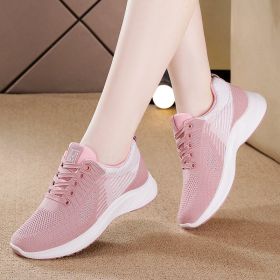 Women Mesh Casual Sport Shoes Outdoor Soft Sneaker Plus Size Breathable Lightweight Running Comfortable Spring Summer Autumn New (Color: Pink, size: 39)