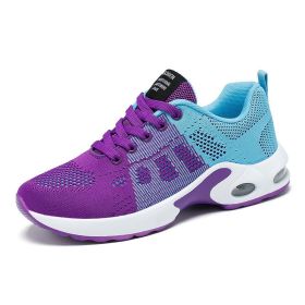 Women Mesh Casual Sport Shoes 36-42 Breathable Lightweight Running Air Cushion Outdoor Soft Sneaker Spring Summer Autumn New (Color: Purple blue, size: 36)