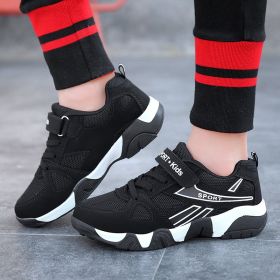 Spring Summer Autumn New Boys Sports Shoes Mesh Lightweight Running Middle Big Children Breathable Casual Sneakers Kids Fashion (Color: Black White, size: 34)
