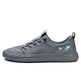 Spring Summer Autumn Casual Sneaker Men Lightweight Flat Canvas Slip-on Shoes Skateboard Sport Breathable Outdoor Soft Non-slip (Color: Gray, size: 40)