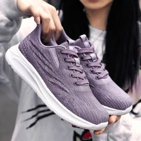 High Quality Men Women Casual Shoes Mesh Fly Weaving Breathable Light Sneaker Any Age Sport Outdoor Walking Spring Summer Autumn (Color: Women light purple, size: 36)