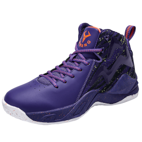 Men's Basketball Shoes Breathable Cushioning Anti-Slip Wear-Resistant Sneakers Gym Training Sports Basketball Sneakers (Color: Purple, size: 41)