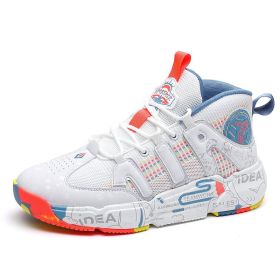 Men's Basketball Shoes High Top Sneakers Men's Cushioning Lightweight Comfortable Shoes Sports Training Basketball Shoes (Color: White red, size: 42)