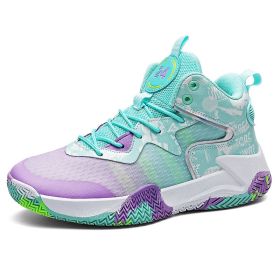 Men's New Casual Sports Shoes Basketball Shoes Boys Air Cushion Shoes High Top Non-Slip Sports Boots Women's Summer (Color: green, size: 38)