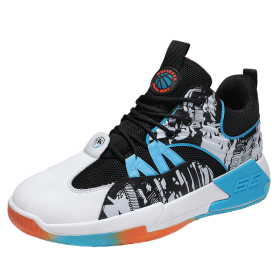 Basketball shoes thick bottom casual sports shoes dad shoes student trendy shoes men's shoes four seasons 39-44 yards (Color: white and black, size: 44)