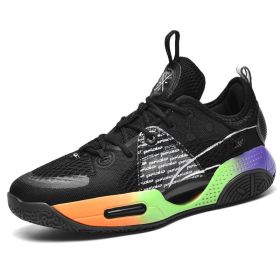 New high quality men's basketball shoes breathable sports running shoes designer soft non-slip men's basketball shoes (Color: Black, size: 42)