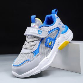 Kids Casual Shoes Boy Sneaker Waterproof Leather Breathable Mesh Sport Middle Big Children Campus Street Outdoor Light Soft Cozy (Color: Gray blue(double mesh), size: 34)