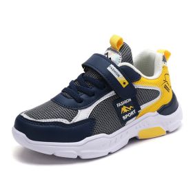 Kids Casual Shoes Boy Sneaker Waterproof Leather Breathable Mesh Sport Middle Big Children Campus Street Outdoor Light Soft Cozy (Color: Yellow (Double Mesh), size: 36)