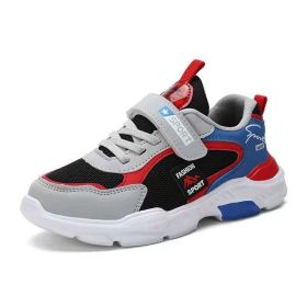 Kids Casual Shoes Boy Sneaker Waterproof Leather Breathable Mesh Sport Middle Big Children Campus Street Outdoor Light Soft Cozy (Color: Red (Double mesh), size: 39)