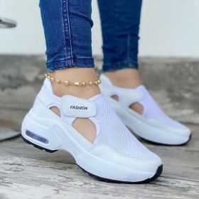 2022 Summer Women Red Sneakers Ladies Air Cushion Shoes Female Mesh Breathable Flats Casual Footwear Fashion Walking Trainers (Color: White, size: 43)