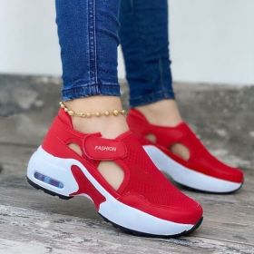 2022 Summer Women Red Sneakers Ladies Air Cushion Shoes Female Mesh Breathable Flats Casual Footwear Fashion Walking Trainers (Color: Red, size: 40)