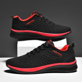 Mens Sport Running Shoes Summer Breathable Mesh Walking Jogging Athletic Sneakers Lightweight Outdoor Male Trainer Hombre Shoes (Color: black red 9088, size: 44)