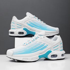 Mens Sport Running Shoes Summer Breathable Mesh Walking Jogging Athletic Sneakers Lightweight Outdoor Male Trainer Hombre Shoes (Color: white blue H218, size: 45)