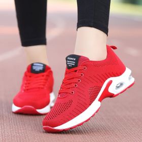 Summer new ghost step dance shoes square dance shoes mesh surface Korean version of sports women's shoes running trawl shoes students shoes (Color: Red, size: 35)