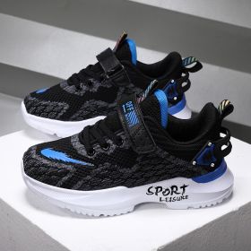 Kids Sport Shoes for Boys Running Sneakers Casual Breathable Children's Fashion Shoes 2022 Autumn Platform Light Shoes (Color: Black sapphire blue, size: 28)