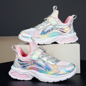 Girls Shoes Girls Fashion Casual Kids Shoes for Girls Sport Running Child Shoes Chaussure Enfant Spring Children Sneakers (Color: Pink mesh, size: 35)