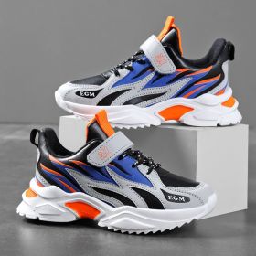 2022 New Children Shoes Boys Shoes Casual Kids Sneakers Leather Sport Fashion Boy Spring Summe Children Sneakers For Boys Brand (Color: Black orange, size: 31)