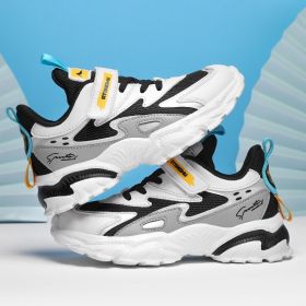 High Quality Children Shoes Comfortable Sports Shoes For Boys Fashion Casual Running Sneakers Boys Kids Shoes Chaussure Enfant (Color: White silver, size: 34)