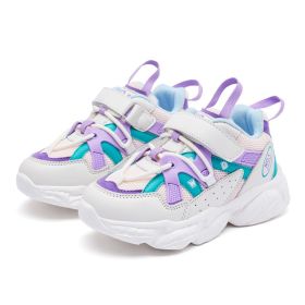 High Quality Fashion Sports Shoes Breathable Comfortable Kids Sneakers Girl Casual Children Shoes Chaussure Enfant 2022 (Color: White purple, size: 35)