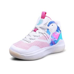 Autumn Winter 2022 Sneakers For Boy Fashion Tennis Shoes Leather Casual Sports Shoes Boy Running Shoes Older Kids Zapatillas (Color: White pink, size: 35)