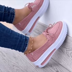 Shoes Women's 2022 Summer Platform Sport Casual Shoes Lace-up Flats Plus Size 43 Comfort Non Slip Women Loafers Vulcanize Shoes (Color: Pink, size: 43)