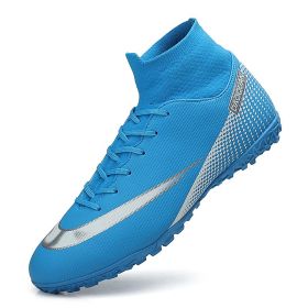 Men Soccer Shoes Adult Kids TF/FG High Ankle Football Boots Grass Training Sport Cleats Footwear Classic Trend Men Sneaker 35-47 (Color: Ivory, size: 39)