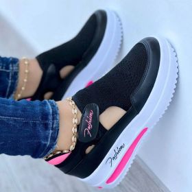 Red Sneakers Women Shoes Woman Tennis Shoes Canvas Shoe Female Casual Shoes Ladies Sport Shoes Platform Sneaker Hollow Out Shoes (Color: Black, size: 36)