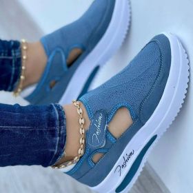 Red Sneakers Women Shoes Woman Tennis Shoes Canvas Shoe Female Casual Shoes Ladies Sport Shoes Platform Sneaker Hollow Out Shoes (Color: Blue, size: 38)