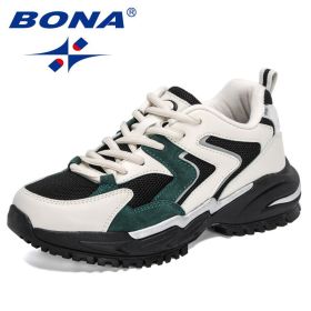 BONA 2022 New Designers Classics Sneakers Women Sports Shoes Casual Running Shoes Ladies Breathable Jogging Footwear Feminino (Color: Light beige black, size: 7.5)