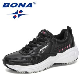 BONA 2022 New Designers Classics Sneakers Running Shoes Women Outdoor Sports Shoes Comfortable Running Shoes Ladies Walking Shoe (Color: White deep blue, size: 6.5)