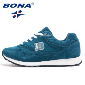 BONA New Popular Style Women Running Shoes Cow Split Breathable Lace Up Sport Shoes Light Soft Outdoor Sneakers Shoes Women (Color: Dark Brown, size: 8)