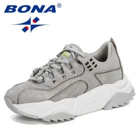 BONA 2022 New Designers Running Shoes Sport Shoes Ladies Athletic Shoes Sneakers Women Walking Jogging Footwear Zapatos De Mujer (Color: Light gray dark grey, size: 7)