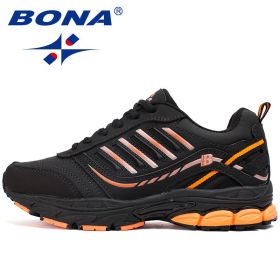 BONA New Hot Style Women Running Shoes Outdoor Activities Sport Shoes Lace Up Popular Sneakers Comfortable Athletic Shoes Ladies (Color: Blue Black, size: 6)