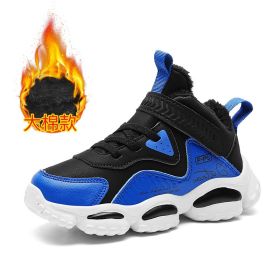 Winter Kids Shoes For Boys Sneakers Girls Sport Shoes Child Tenis Infantil Casual Warm Running Kids Shoes Boy kids fashion 28-39 (Color: Fluff dark blue, size: 29)