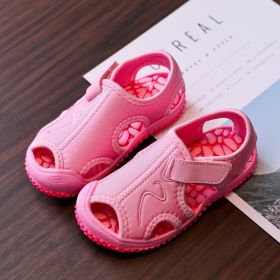 New Summer Children Beach Boys Sandals Kids Shoes Closed Toe Baby Sport Sandals for Girls Eu Size 21-32 (Color: New Pink, size: 25-insole 16cm)