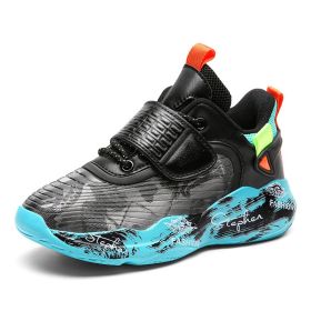 Brand Kids Sneakers Boys Basketball Shoes Thick Sole Non-slip Children Sports Shoes Child Boy Basket Trainer Shoes Girls 2022 (Color: Black moon, size: 30)