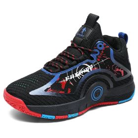 New Brand Boys Basketball Shoes Kids Sneakers Thick Sole Non-slip Children Sports Shoes Child Boy Basket Trainer Shoes Girls (Color: dark blue, size: 36)
