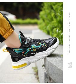 2022 New Sneakers Boys Girls Casual Spring Trainers Children Brand Breathable Shoes Kids Sport Shoes for Boys Lightweight (Color: Black green, size: 26)