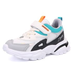 New Kids Sport Shoes for Boys Sneakers Girls Fashion Casual Children Shoes Running Child Shoes Breathable Outdoor Kids Sneakers (Color: beige blue, size: 29)