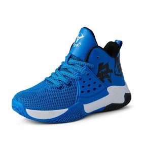 Boys Brand Basketball Shoes Kids Sneakers Thick Sole Non-slip Children Sports Shoes Child Boy Basket Trainer Shoes Girls 2022 (Color: Royal blue, size: 36)