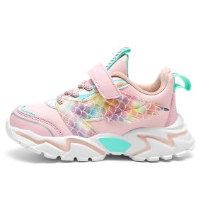 Kids Sport Shoes for Boys Running Sneakers Casual Breathable Children's Fashion Shoes 2022 Autumn Platform Light Shoes (Color: Pink, size: 35)